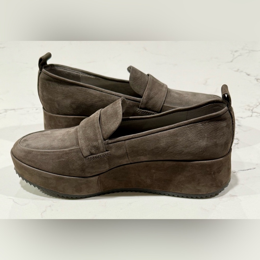Eileen Fisher Loafers Women's Size 8.5 Gray Nubuck Wedge Platform Shoes - Picture 6 of 9